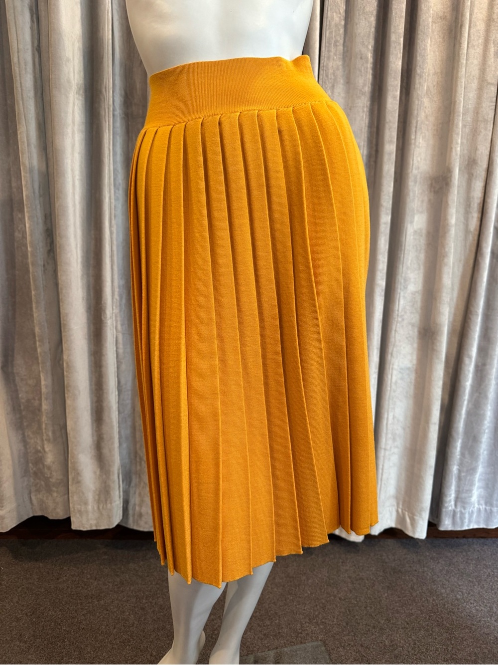 Vivienne Westwood Mustard Yellow Pleated Midi Skirt